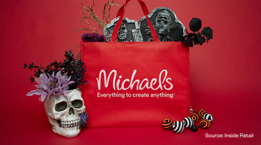 Halloween decor accessories and a Michaels store bag